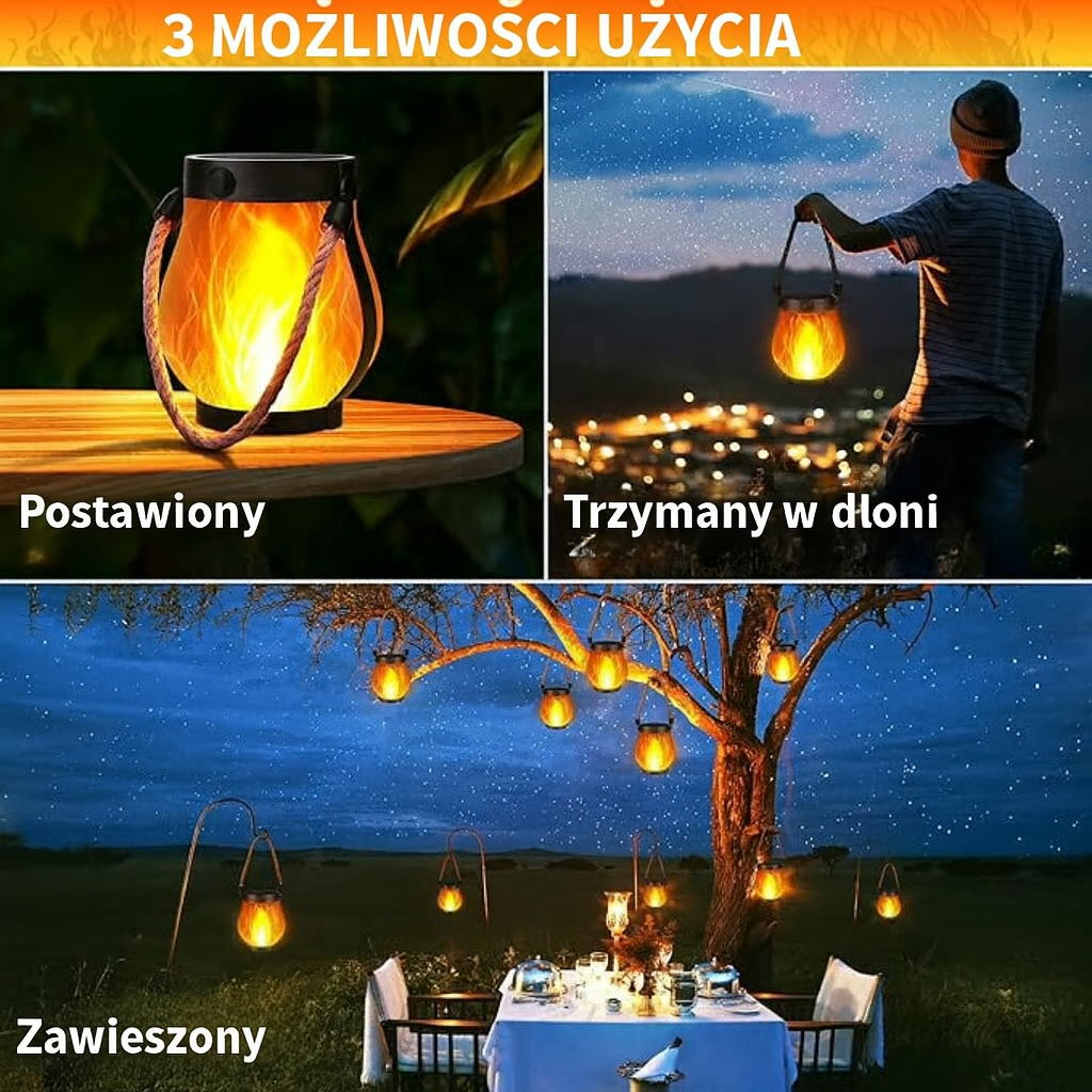 Latarnia solarna z tańczącym płomieniem