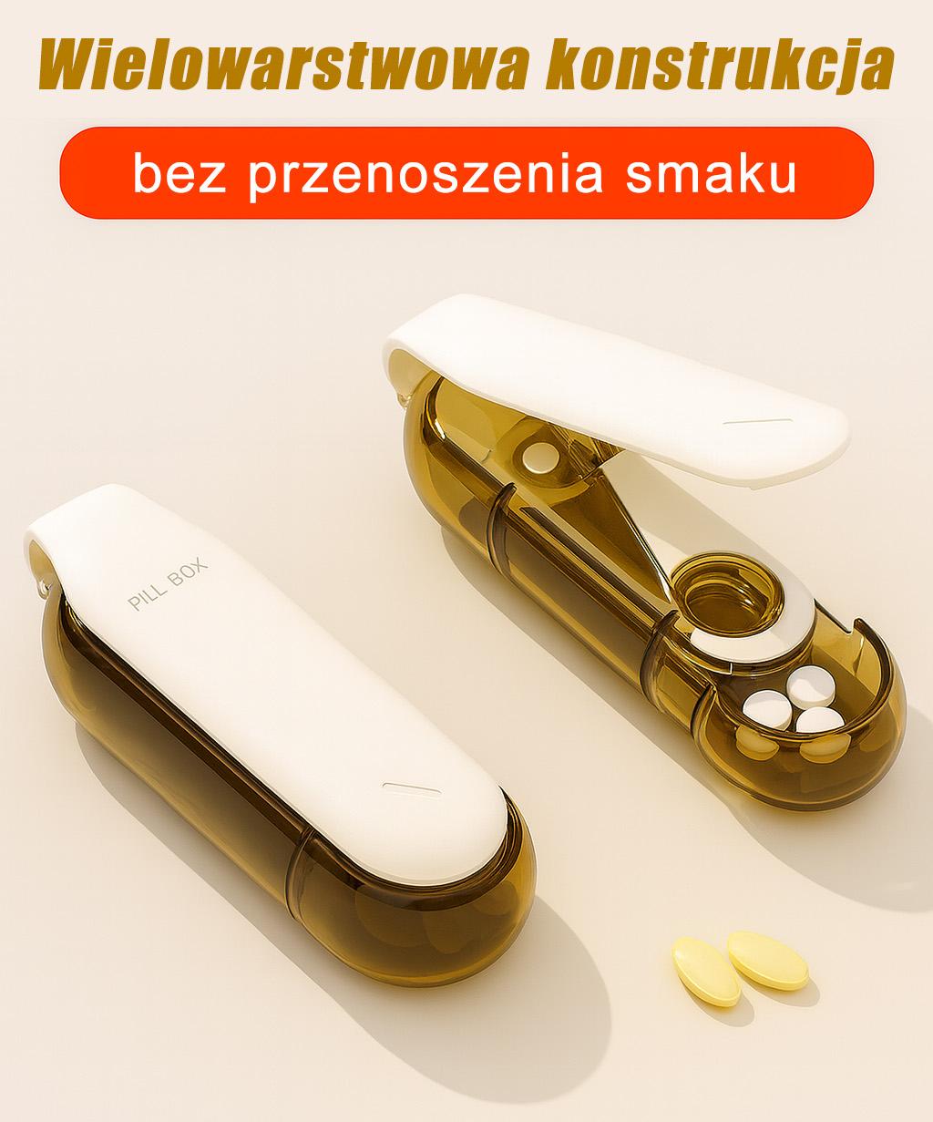 Przenośny, 2-w-1 rozdrabniacz do tabletek i piętrowy pojemnik na leki