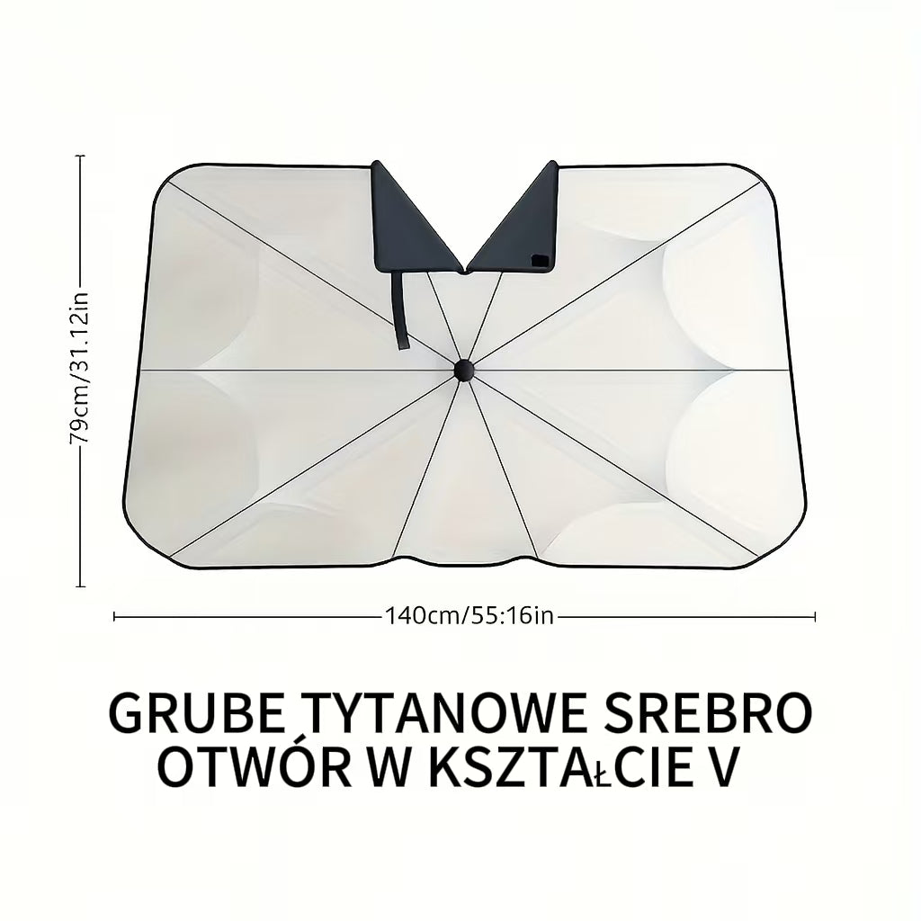 Składana osłona przeciwsłoneczna na przednią szybę – parasolowy design chroniący przed upałem i promieniowaniem UV