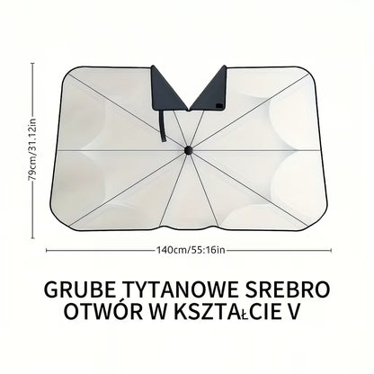 Składana osłona przeciwsłoneczna na przednią szybę – parasolowy design chroniący przed upałem i promieniowaniem UV