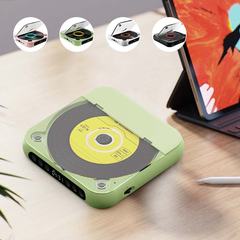 Przenośny odtwarzacz CD z Bluetooth – akumulatorowy Discman do samochodu i w podróż (Anti-Shock)
