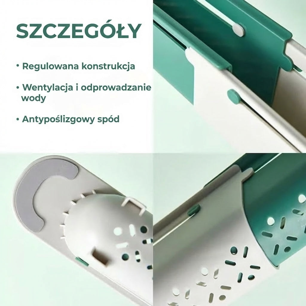 Regulowana (rozsuwana) półka do zlewu