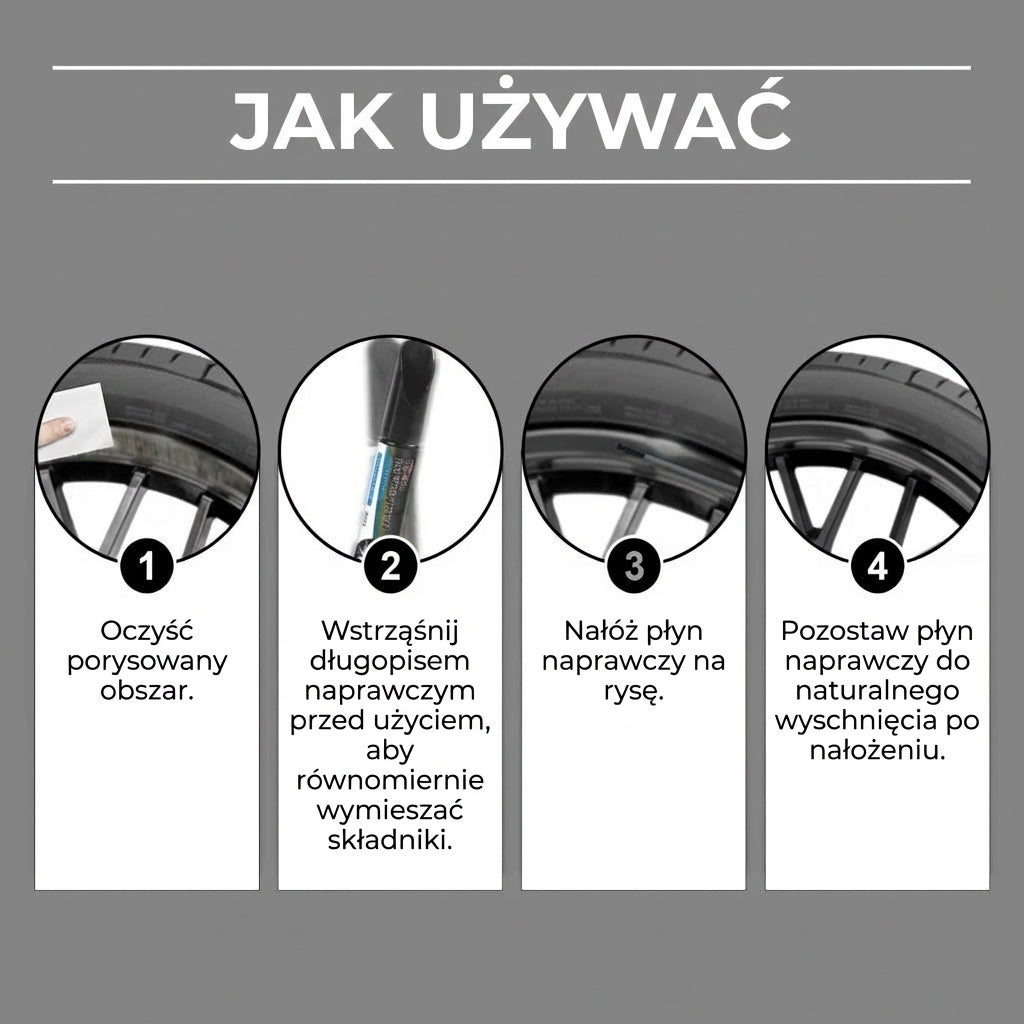 Pisak do naprawy rys na felgach samochodowych – zestaw 3 sztuk