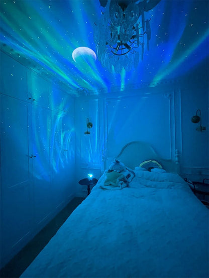 Projektor 2w1: Zorza polarna i rozgwieżdżone niebo