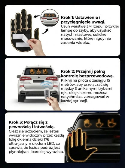 Świecąca lampka samochodowa w kształcie dłoni