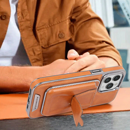 Skórzane etui magnetyczne na iPhone'a z portfelem na karty