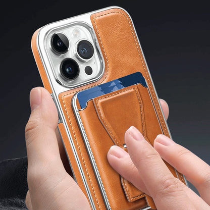 Skórzane etui magnetyczne na iPhone'a z portfelem na karty