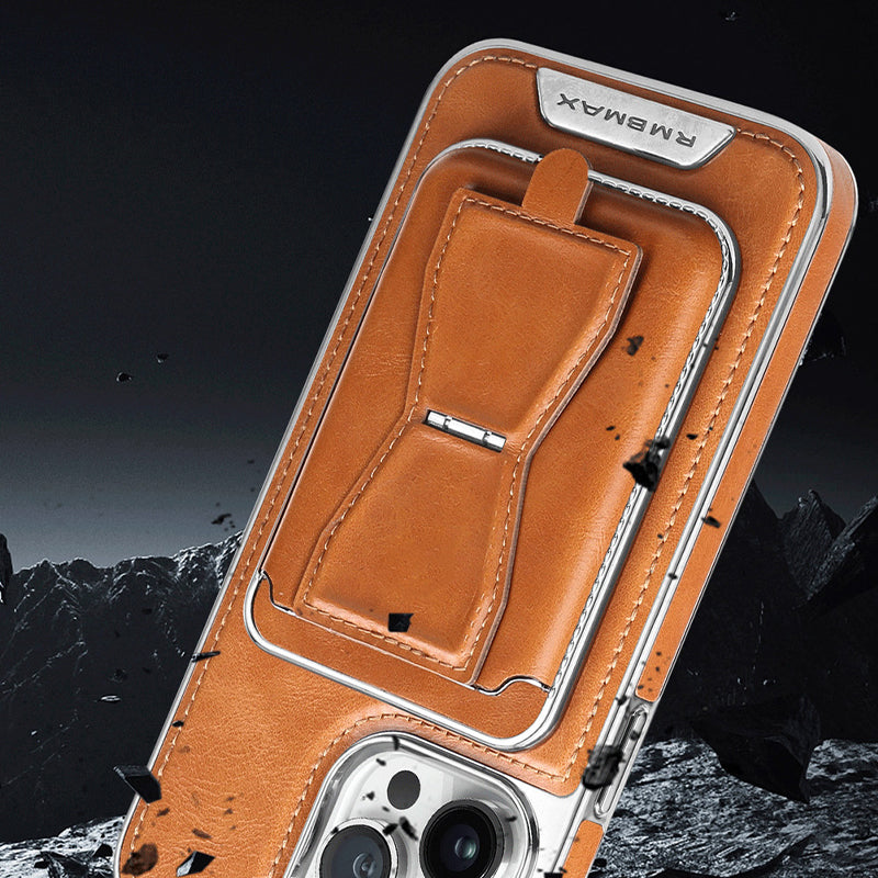 Skórzane etui magnetyczne na iPhone'a z portfelem na karty