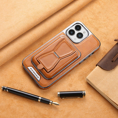 Skórzane etui magnetyczne na iPhone'a z portfelem na karty