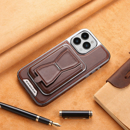 Skórzane etui magnetyczne na iPhone'a z portfelem na karty