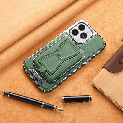 Skórzane etui magnetyczne na iPhone'a z portfelem na karty