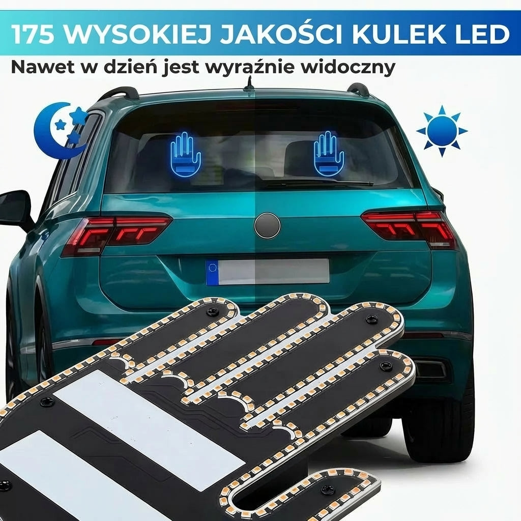 Świecąca lampka samochodowa w kształcie dłoni