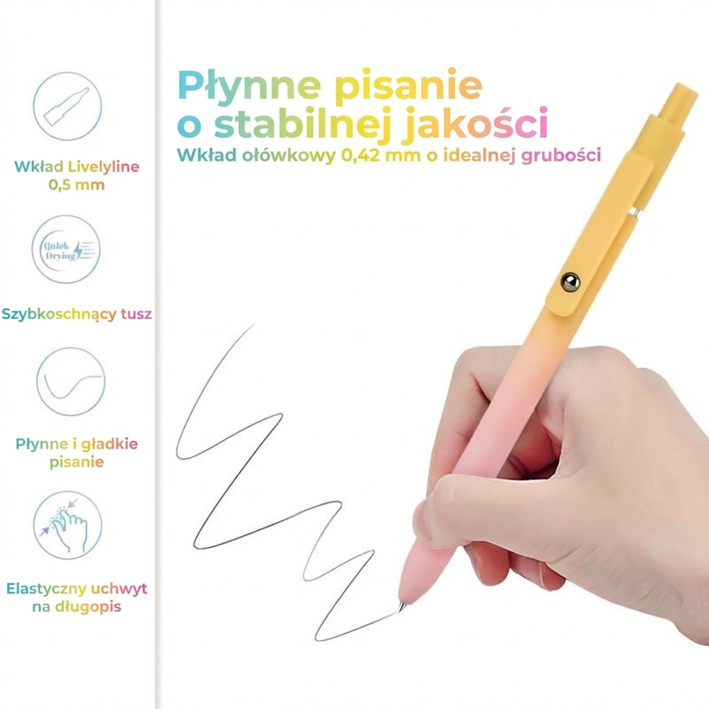Luksusowy zestaw długopisów żelowych (5 szt.) – Estetyczny gradientowy design – Szybkoschnący tusz 0,5 mm