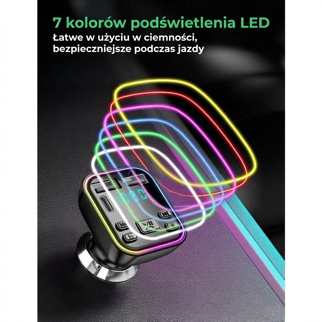 Adapter samochodowy Bluetooth FM i ładowarka
