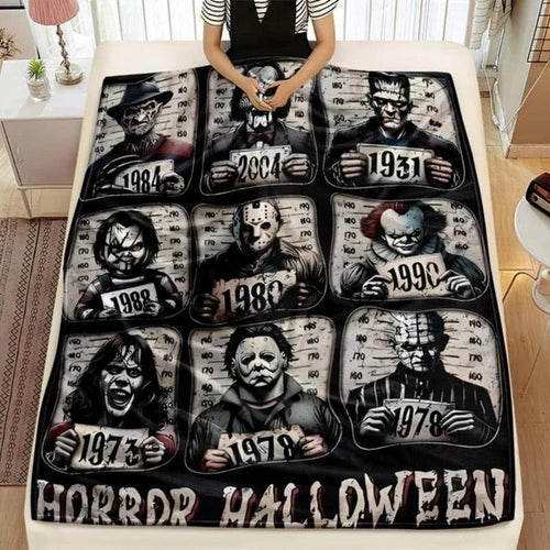 Miękki koc polarowy w stylu horror