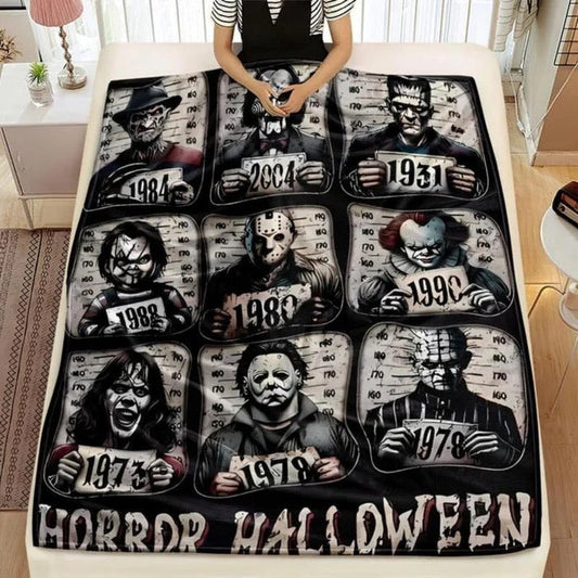 Miękki koc polarowy w stylu horror