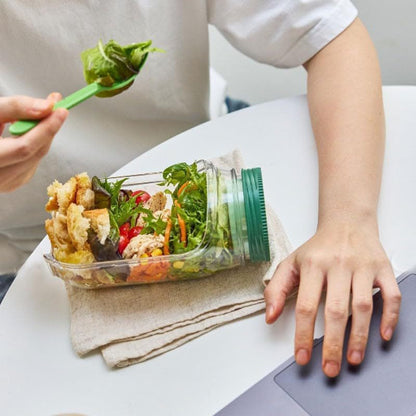 Przenośny pojemnik na sałatkę – szczelny lunchbox z przegródkami i pojemnikiem na sos (można myć w zmywarce)