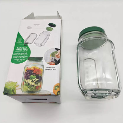Przenośny pojemnik na sałatkę – szczelny lunchbox z przegródkami i pojemnikiem na sos (można myć w zmywarce)