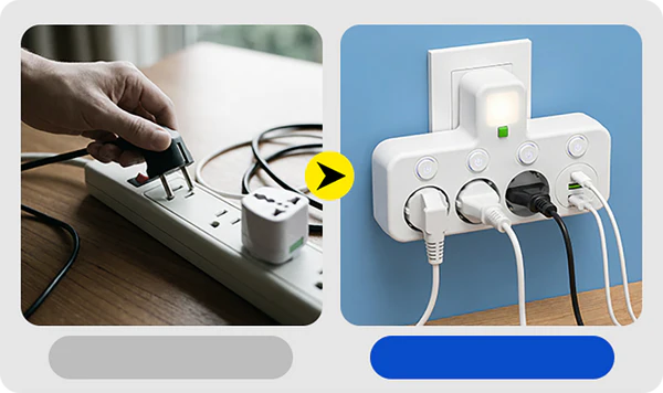 Wieloportowy adapter gniazda zasilania UE