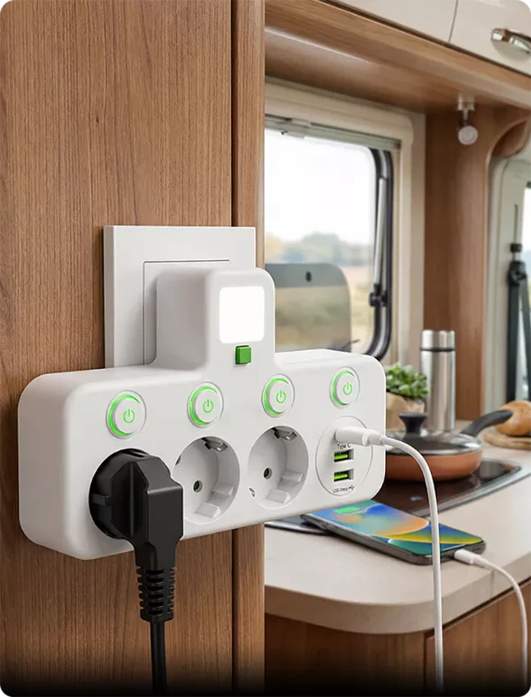 Wieloportowy adapter gniazda zasilania UE