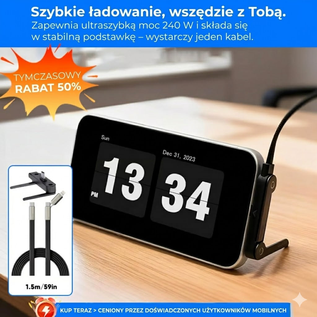 Supermocny kabel USB-C 240W – obrotowa końcówka 360°