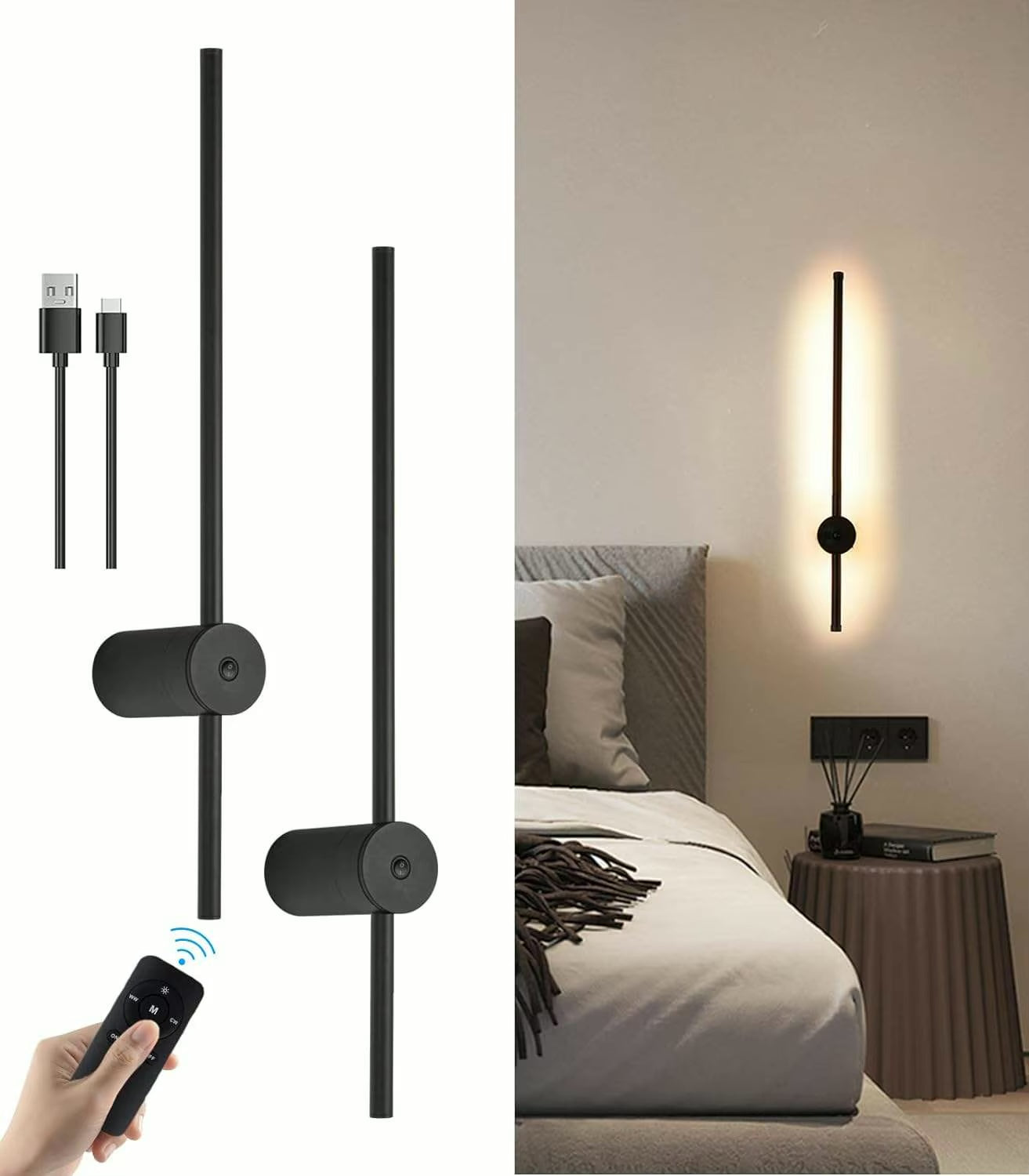 Bezprzewodowa lampa ścienna o nowoczesnym designie