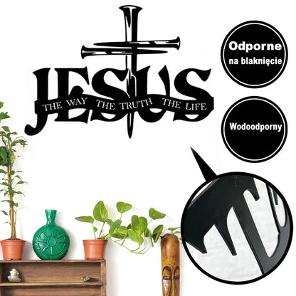 Ekskluzywna dekoracja ścienna – Jezus i krzyż w ręcznie wykonanym designie