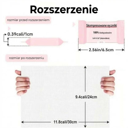 Kompresowane ręczniki w tabletkach – przenośne ręczniki podróżne, idealne do biwakowania i aktywności na świeżym powietrzu