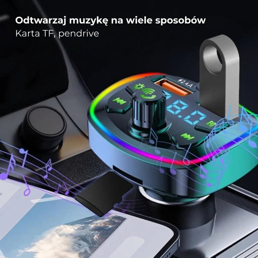 Adapter samochodowy Bluetooth FM i ładowarka