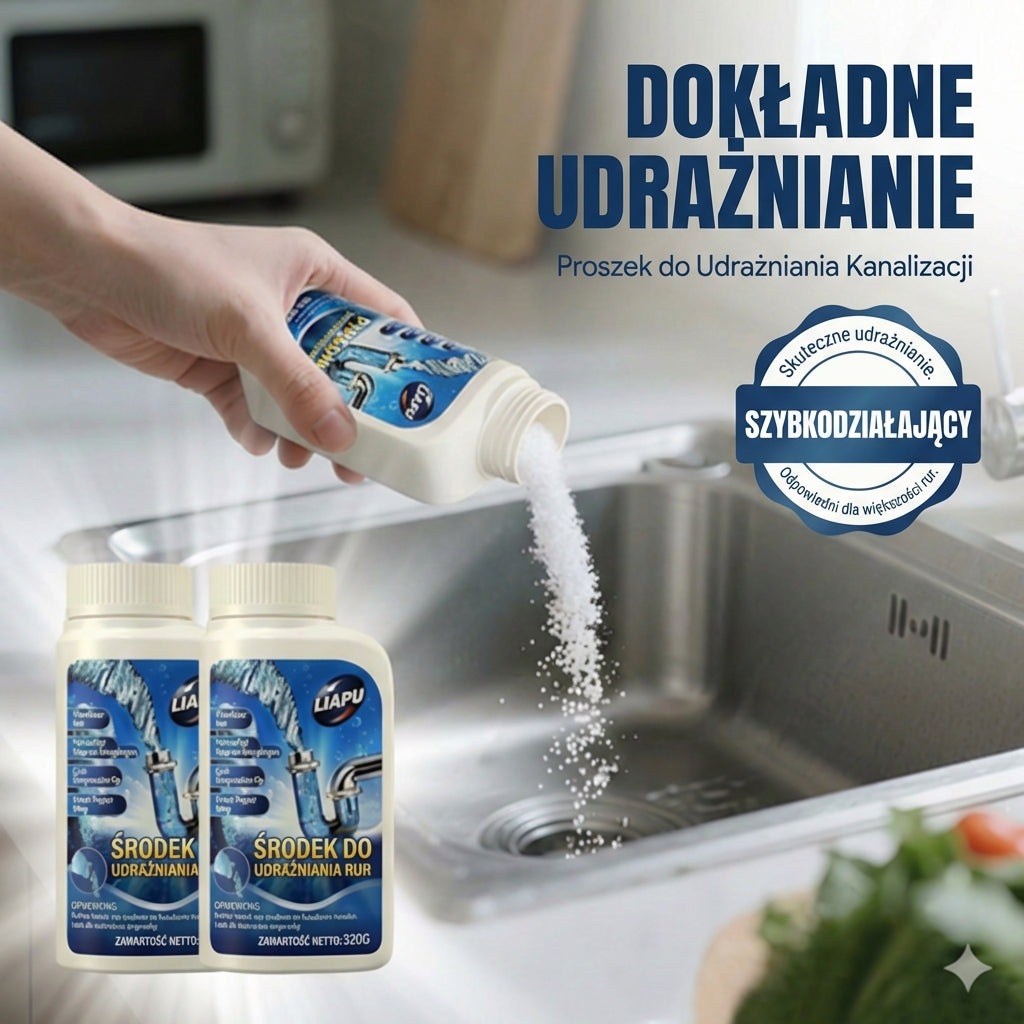 Silny środek do udrażniania rur – płynny preparat do kuchni, prysznica i toalety (rozpuszcza włosy i tłuszcz)