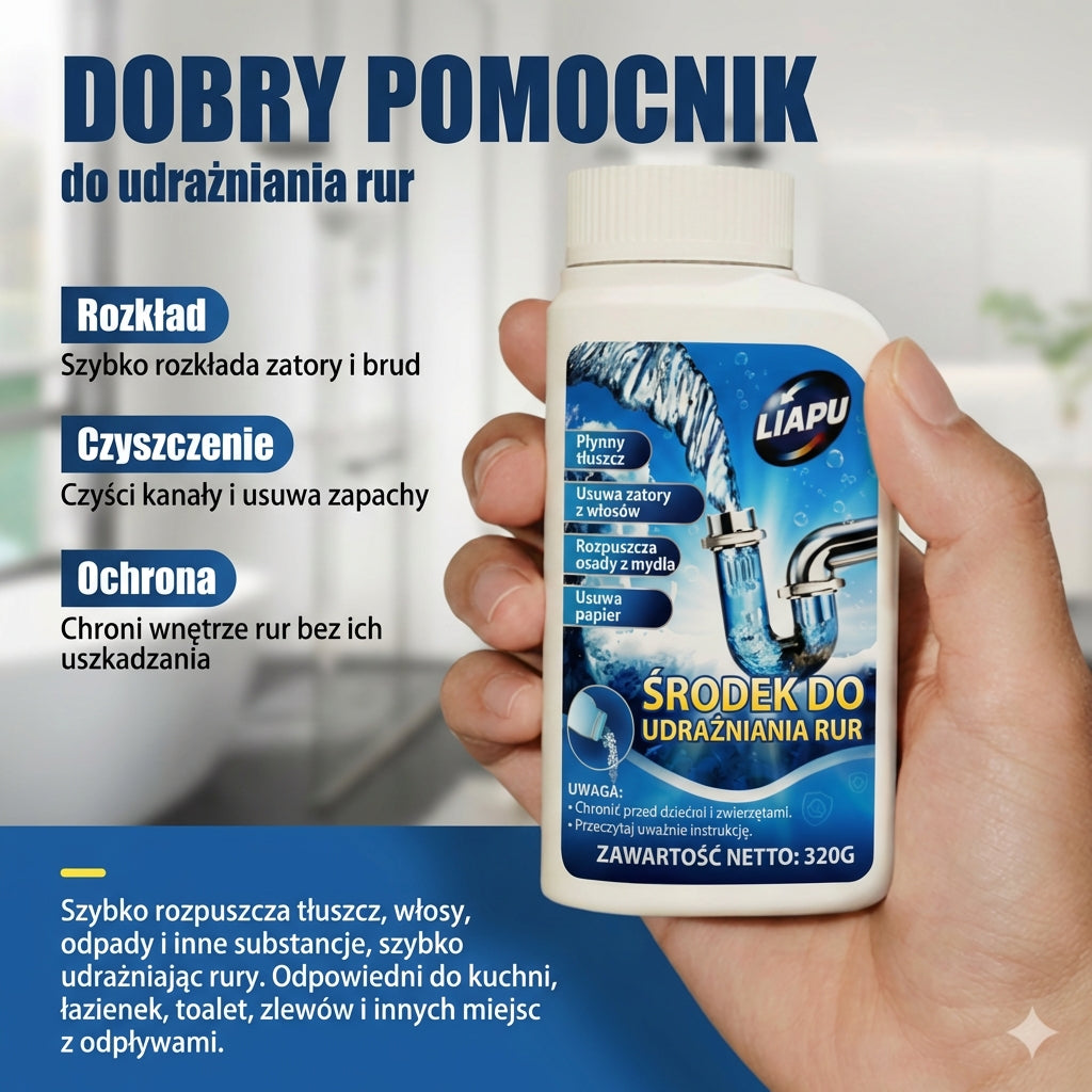 Silny środek do udrażniania rur – płynny preparat do kuchni, prysznica i toalety (rozpuszcza włosy i tłuszcz)