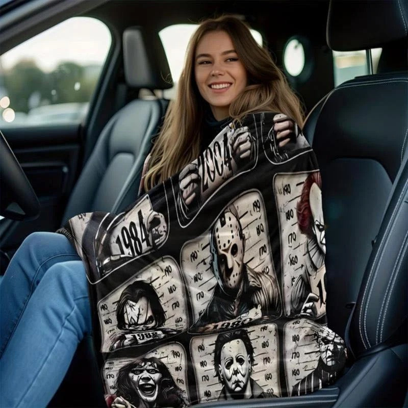 Miękki koc polarowy w stylu horror