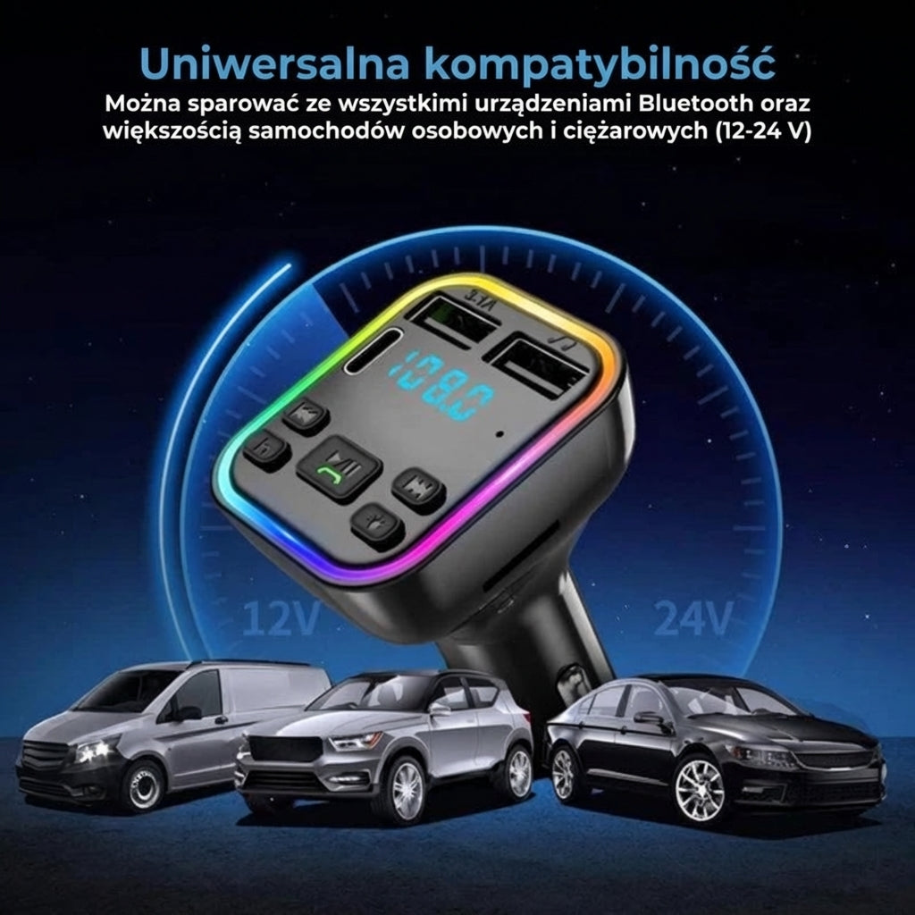 Adapter samochodowy Bluetooth FM i ładowarka