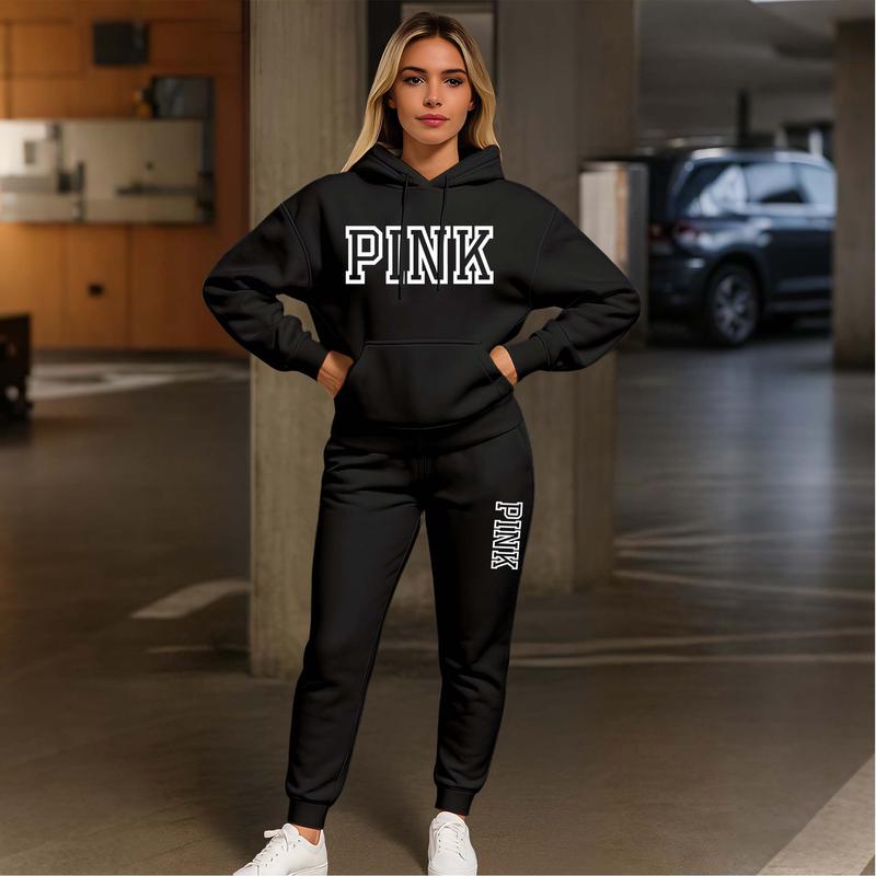 Unisexowy luźny zestaw sportowy – basicowa bluza z kapturem i spodnie dresowe
