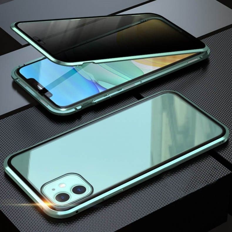 Magnetyczne etui prywatności do iPhone – Ochrona 360° – Szkło hartowane z filtrem prywatności – Dwustronna ochrona przeciwwstrząsowa