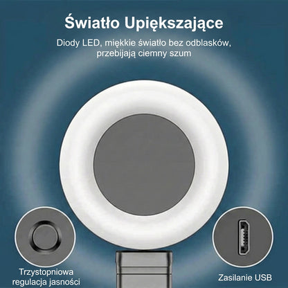 Selfie stick 6-w-1 ze statywem i lampą doświetlającą – statyw Bluetooth z pilotem (do iPhone’a i telefonów z Androidem)