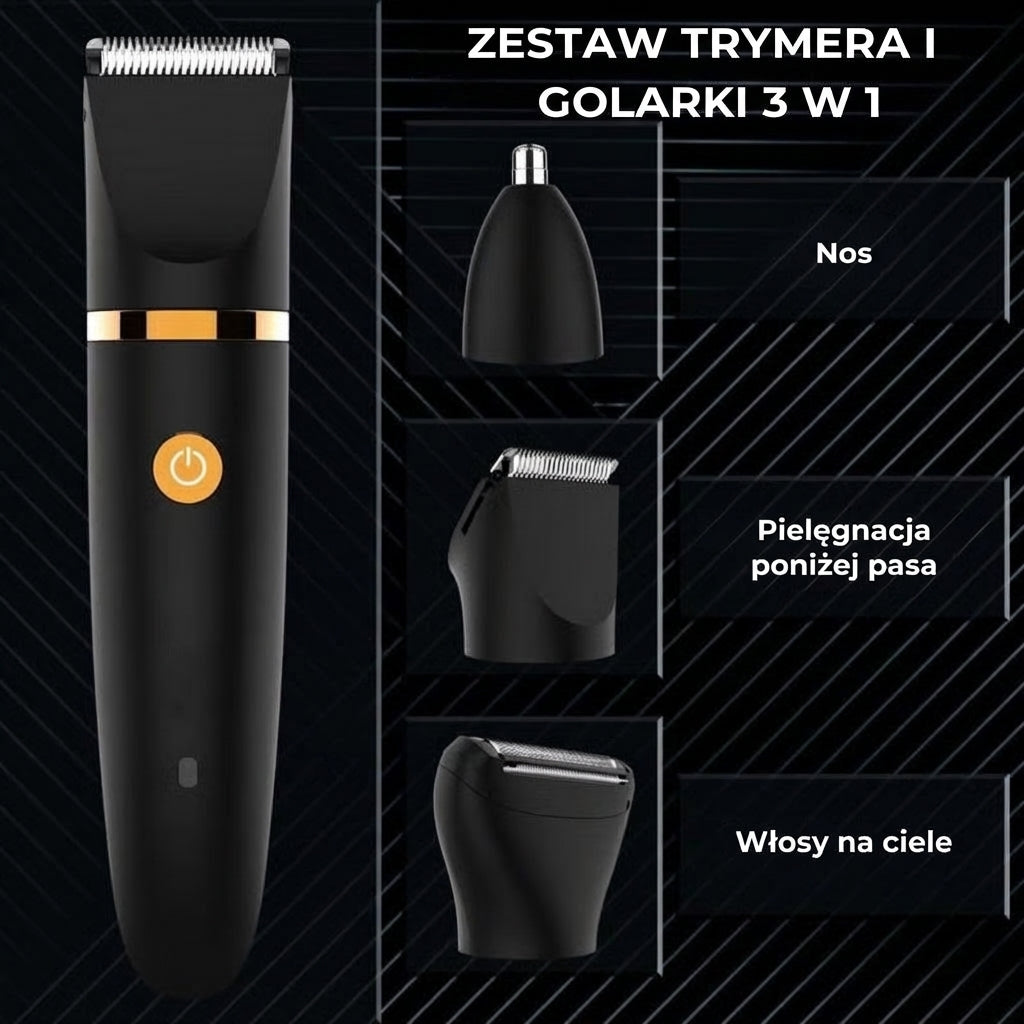 Męski trymer 3 w 1 do pielęgnacji ciała – Elektryczny trymer do włosów na ciele
