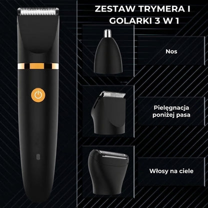 Męski trymer 3 w 1 do pielęgnacji ciała – Elektryczny trymer do włosów na ciele