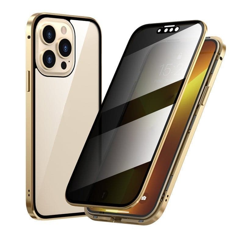 Magnetyczne etui prywatności do iPhone – Ochrona 360° – Szkło hartowane z filtrem prywatności – Dwustronna ochrona przeciwwstrząsowa