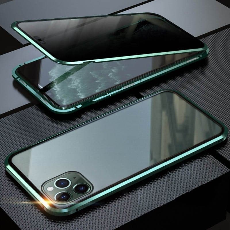 Magnetyczne etui prywatności do iPhone – Ochrona 360° – Szkło hartowane z filtrem prywatności – Dwustronna ochrona przeciwwstrząsowa