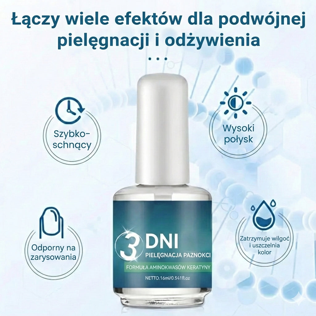 Szybkoschnący lakier do paznokci – wysoki połysk – pielęgnuje skórki – jakość salonowa