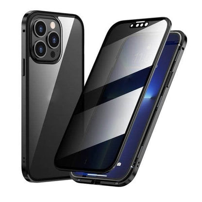 Magnetyczne etui prywatności do iPhone – Ochrona 360° – Szkło hartowane z filtrem prywatności – Dwustronna ochrona przeciwwstrząsowa