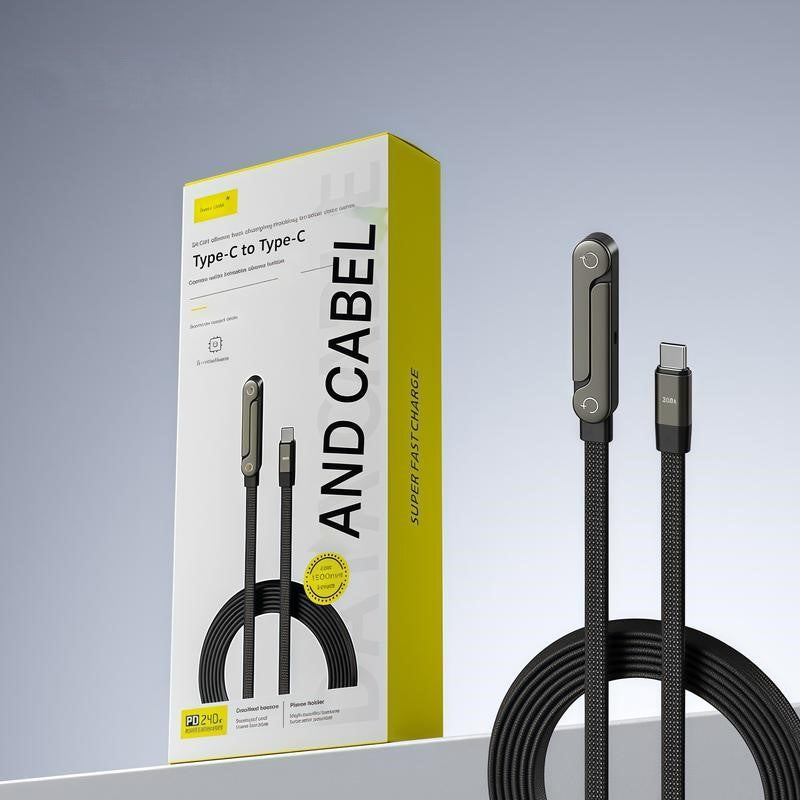 Kabel Type-C 2-w-1 z ukrytą podstawką – superszybkie ładowanie 240 W