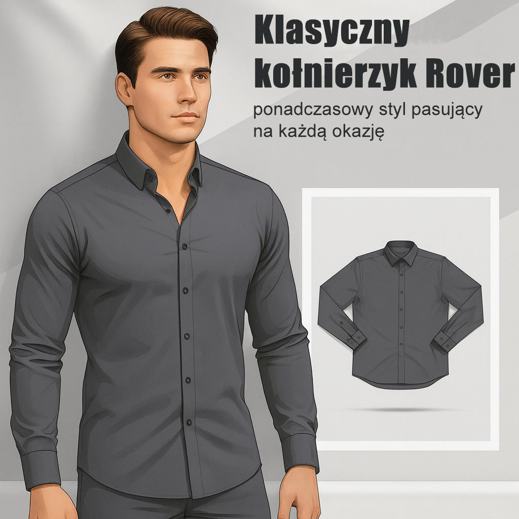 Męska koszula z długim rękawem w jednolitym kolorze