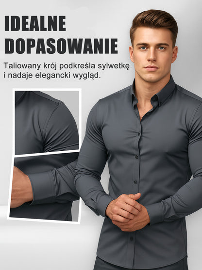 Męska koszula z długim rękawem w jednolitym kolorze