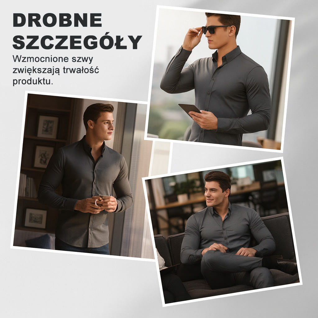 Męska koszula z długim rękawem w jednolitym kolorze