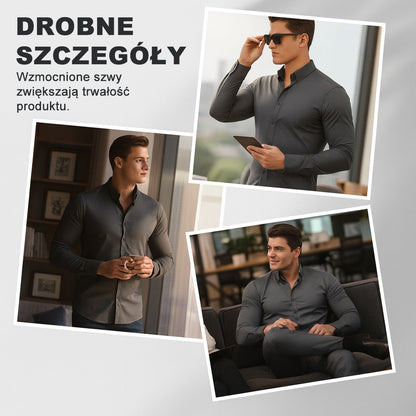 Męska koszula z długim rękawem w jednolitym kolorze