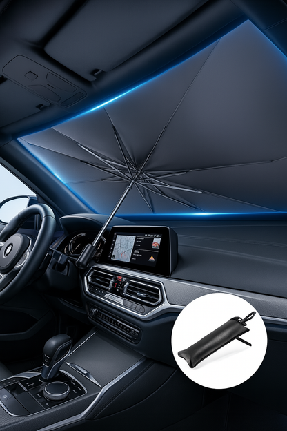 Składana osłona przeciwsłoneczna na przednią szybę – parasolowy design chroniący przed upałem i promieniowaniem UV