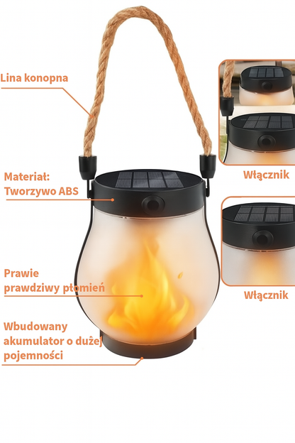 Latarnia solarna z tańczącym płomieniem