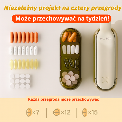 Przenośny, 2-w-1 rozdrabniacz do tabletek i piętrowy pojemnik na leki